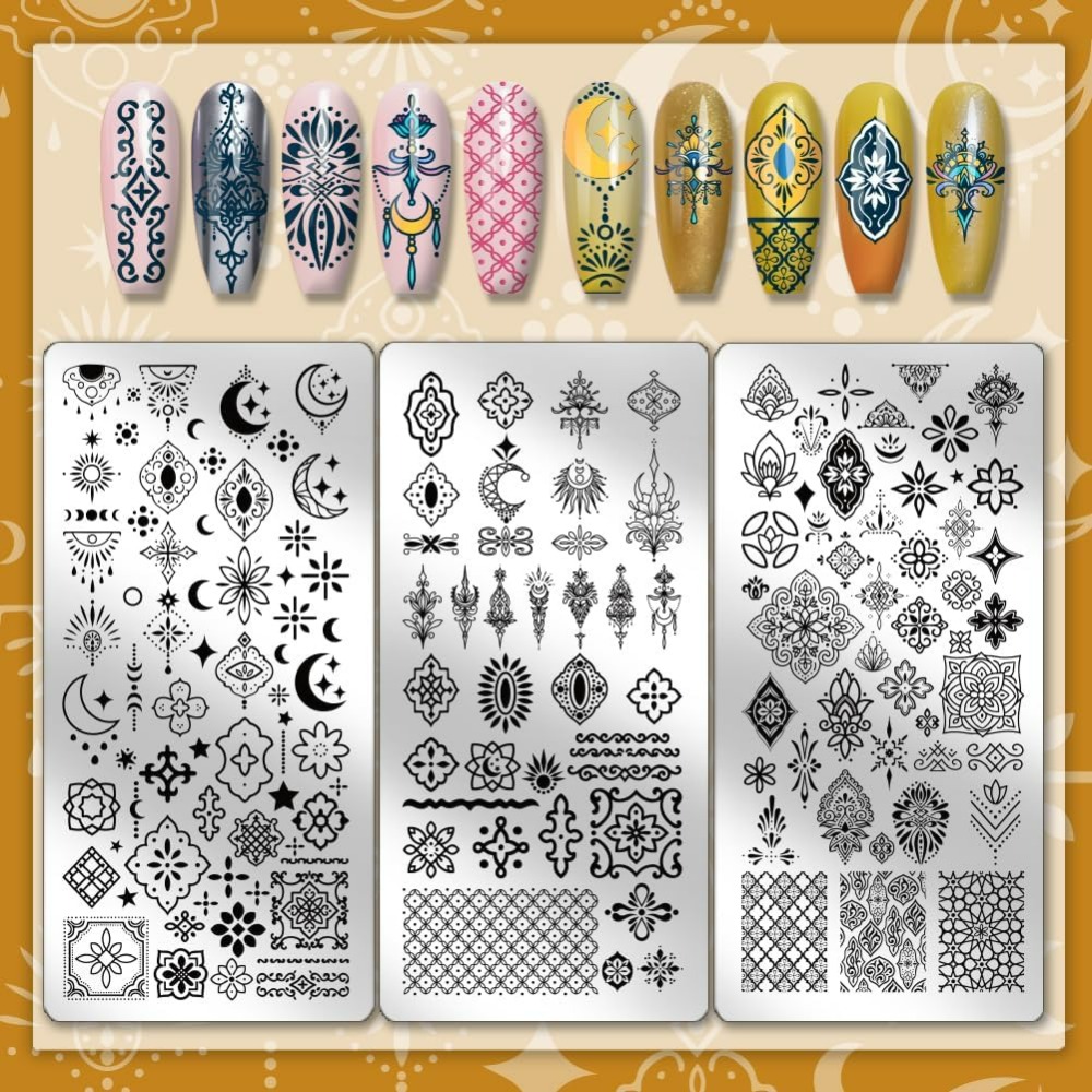 3pcs Vintage Totem Nail Stampi - Nail Art Inspo ulasan dan harga