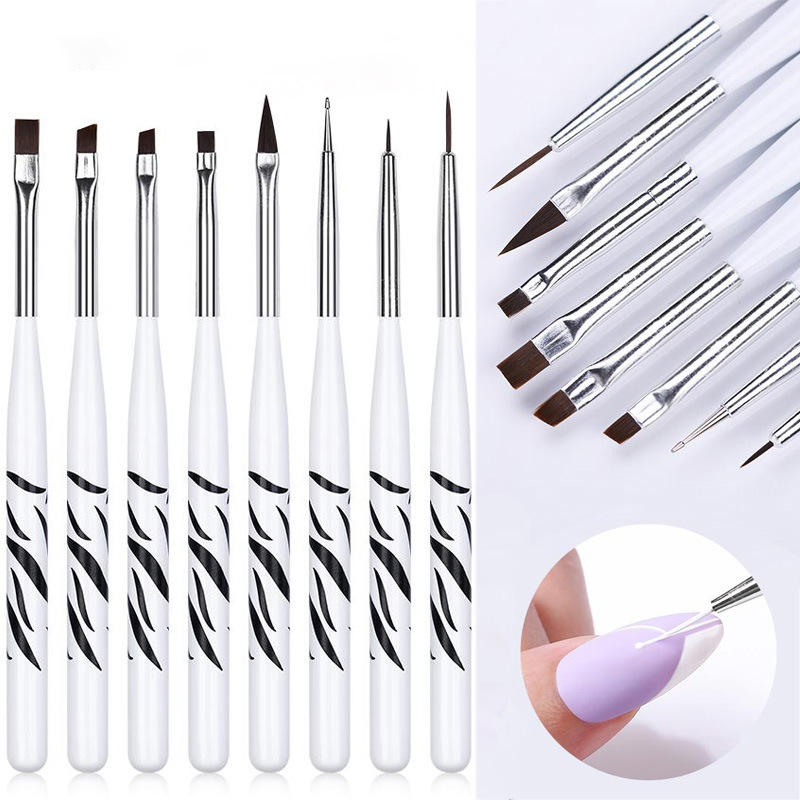 8PCS Zebra Print Nail Art Brus - Nail Art Zebra Design ulasan dan harga