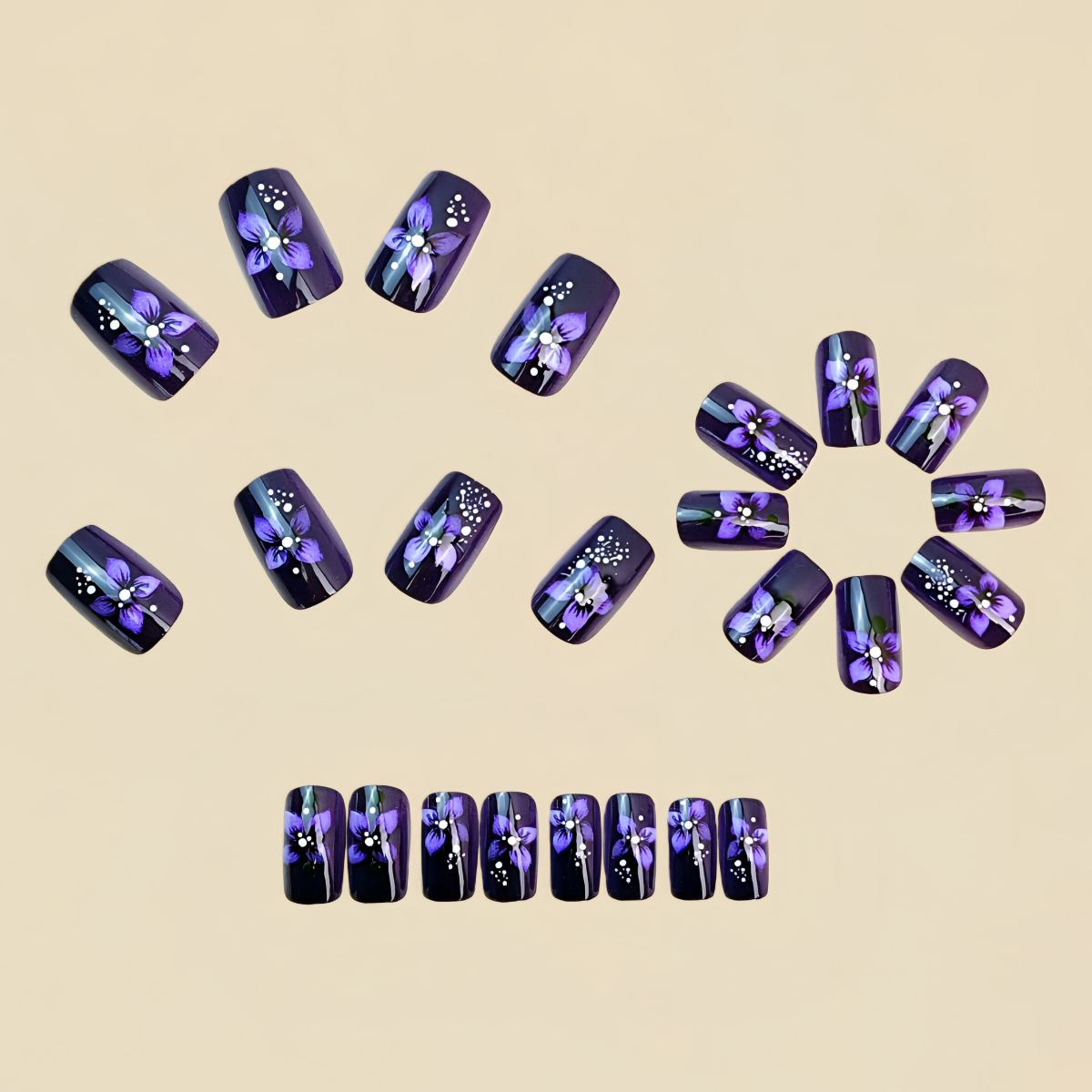 Medium square fake nails for w - Nail Art Aesthetic ulasan dan harga