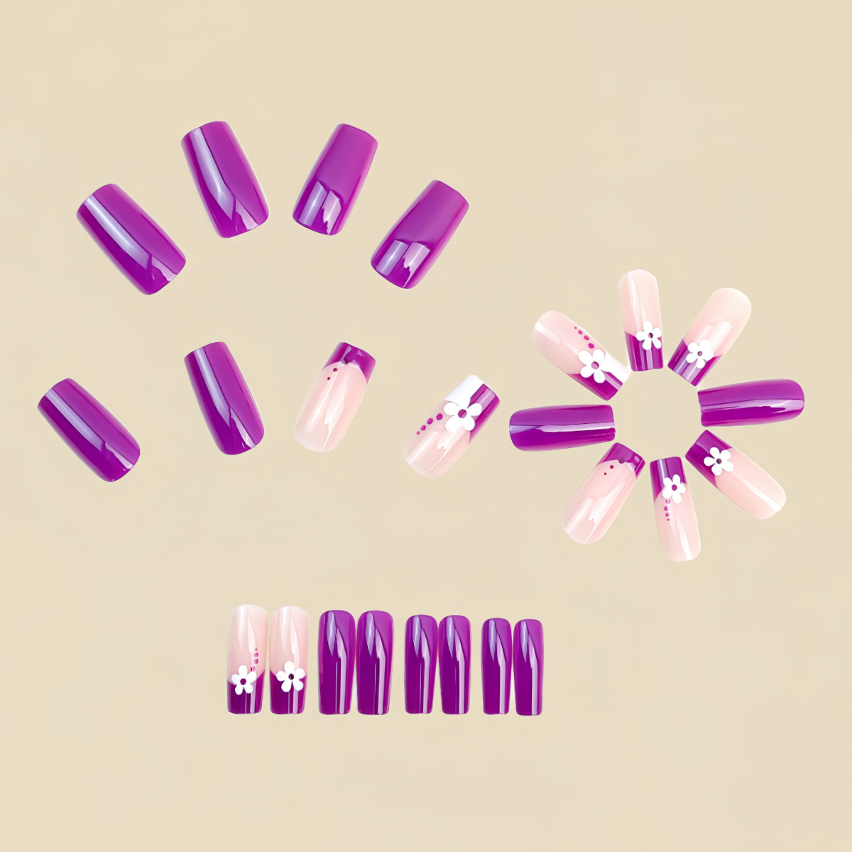 Medium square fake nails for w - Nail Art Aesthetic ulasan dan harga