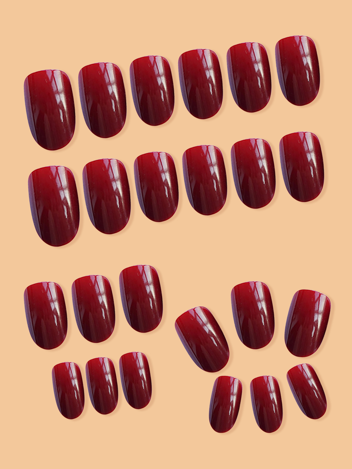 24pcs Vintage Burgundy Fake Na - Nail Art Burgundy ulasan dan harga