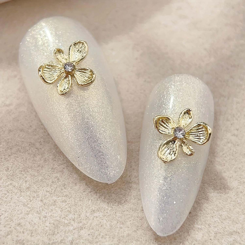 10pcs Gold Rhinestone Flower 3 - Nail Art Lilac ulasan dan harga