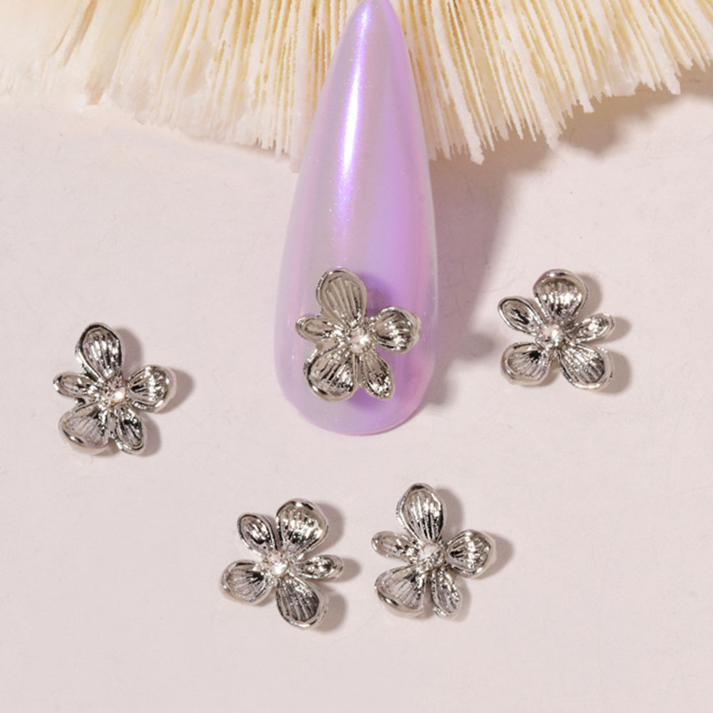 10pcs Gold Rhinestone Flower 3 - Nail Art Lilac ulasan dan harga