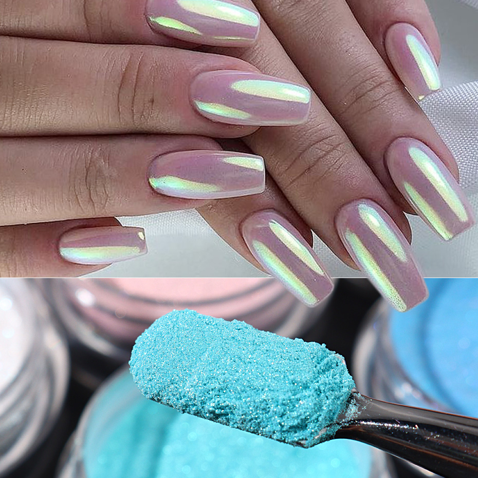 10pcs Set Nail Mermaid Dipping - Nail Glitter Chrome ulasan dan harga