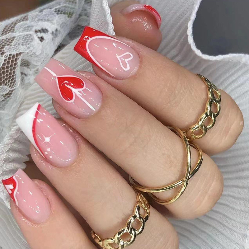24Pcs Simple Pink White Gradie - Nail Art Love ulasan dan harga