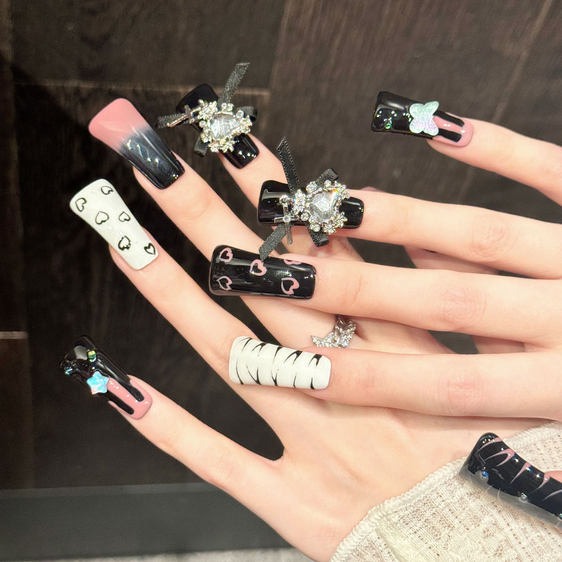10pcs Pure Hand Pressed Long D - Nail Art Love ulasan dan harga