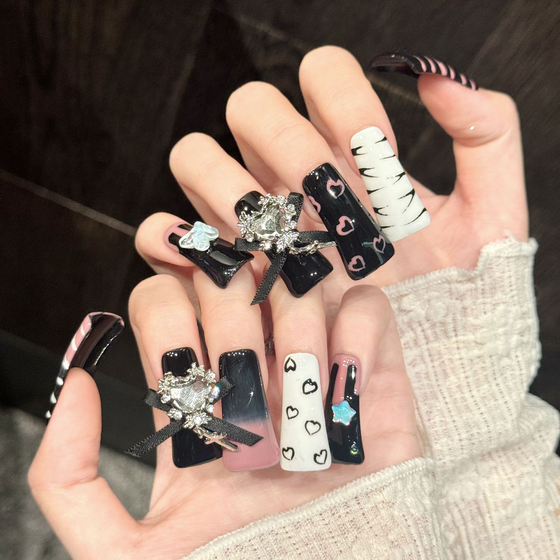 10pcs Pure Hand Pressed Long D - Nail Art Love ulasan dan harga