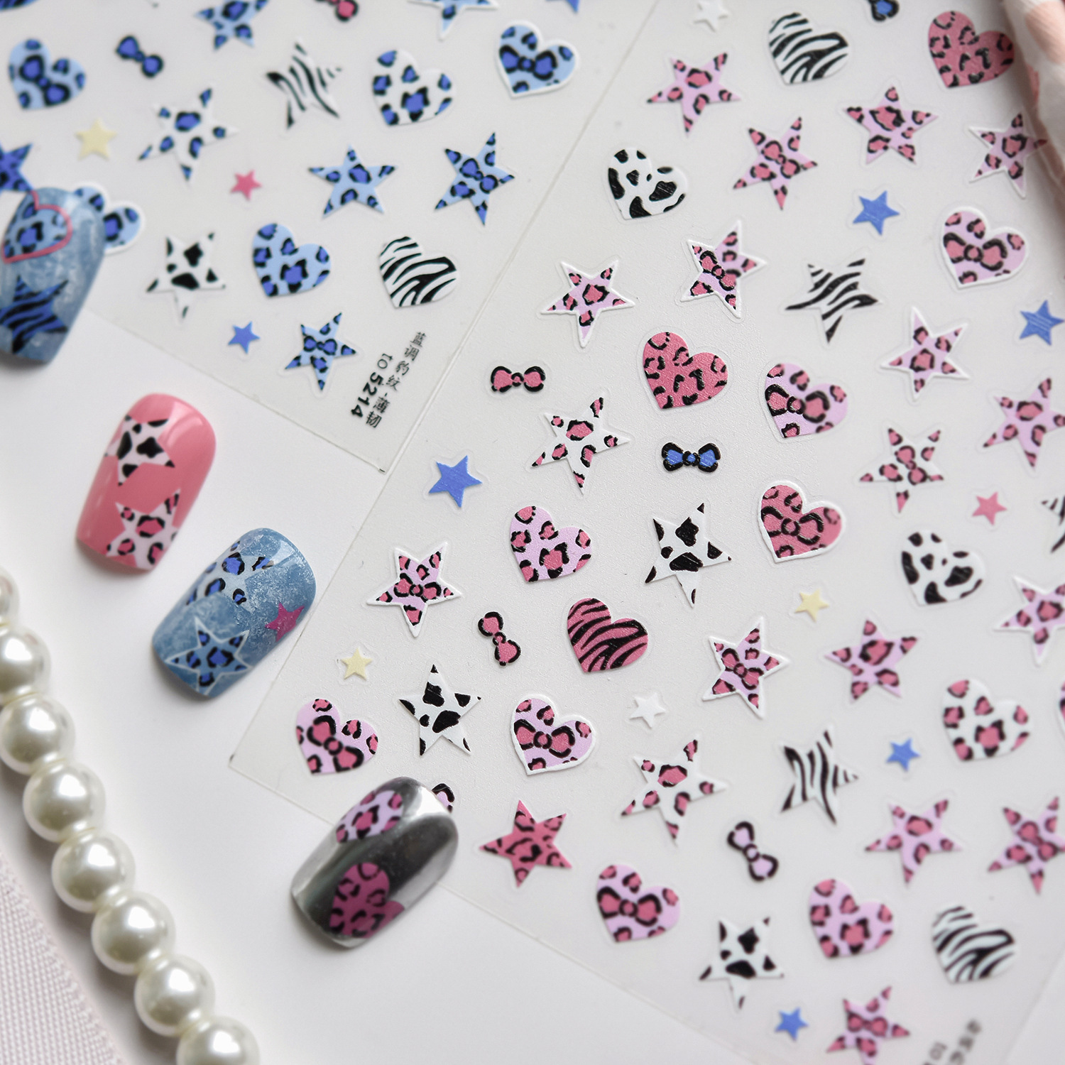 Blue And Pink Star Shaped Hear - Nail Art Zebra Design ulasan dan harga