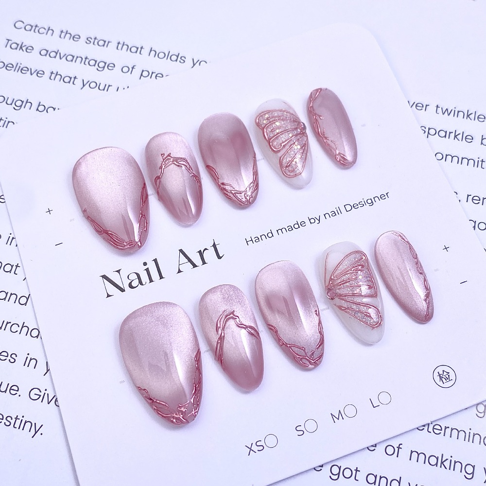 10 Pieces Gentle Sweet Pink Fr - Nail Glitter Chrome ulasan dan harga