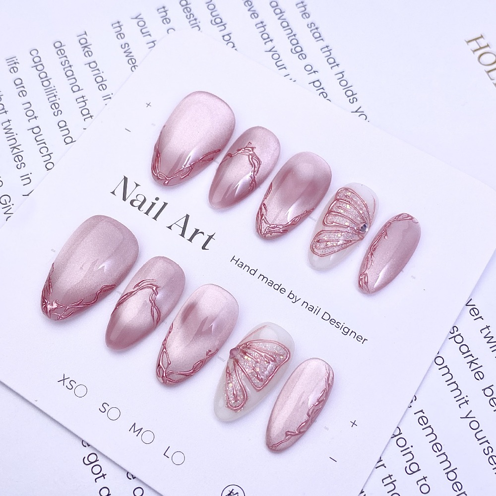 10 Pieces Gentle Sweet Pink Fr - Nail Glitter Chrome ulasan dan harga