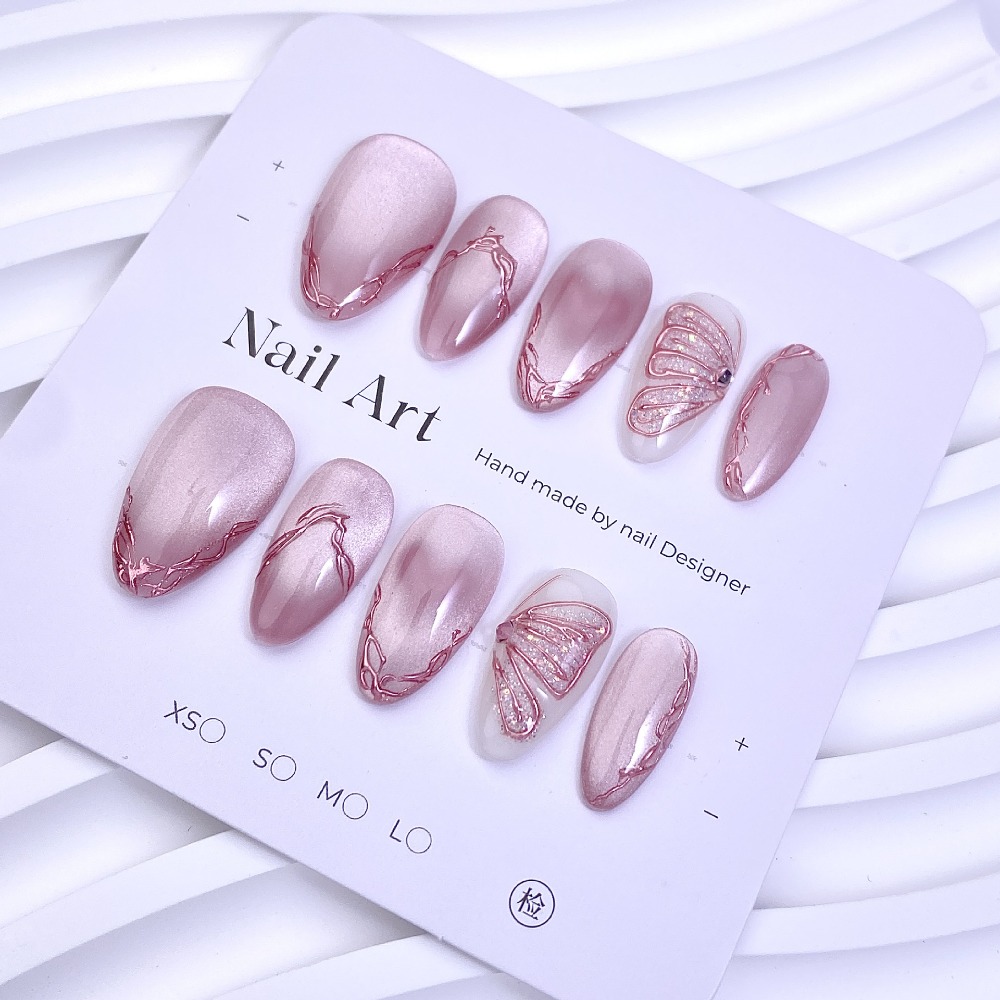 10 Pieces Gentle Sweet Pink Fr - Nail Glitter Chrome ulasan dan harga