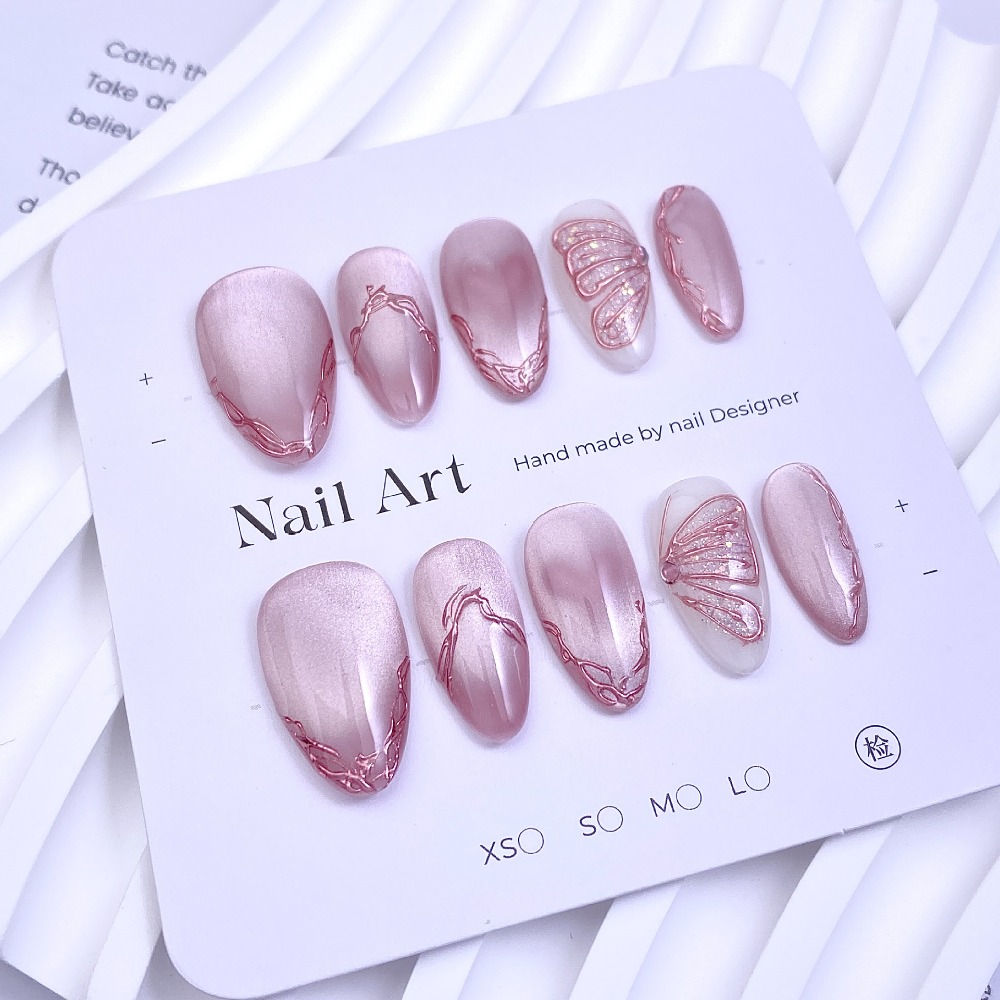 10 Pieces Gentle Sweet Pink Fr - Nail Glitter Chrome ulasan dan harga