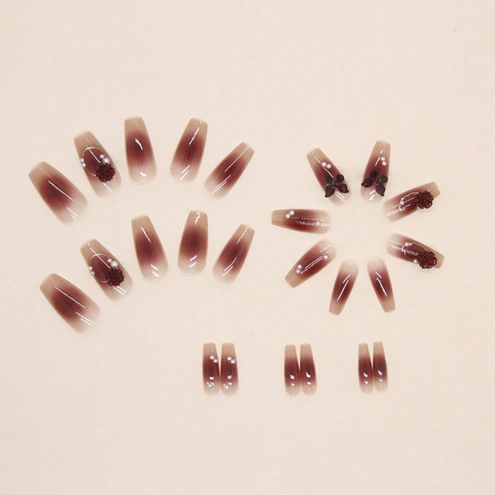 24Pcs Red Rose Butterfly Press - Nail Art Aesthetic ulasan dan harga