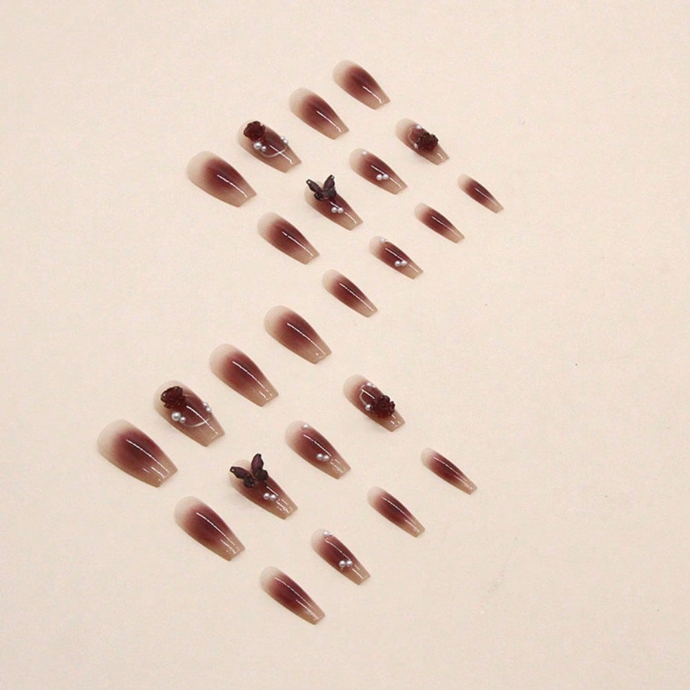 24Pcs Red Rose Butterfly Press - Nail Art Aesthetic ulasan dan harga
