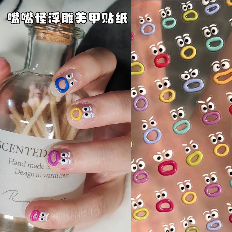 3D Embossed Stickers Cute Vira - Nail Art Viral ulasan dan harga