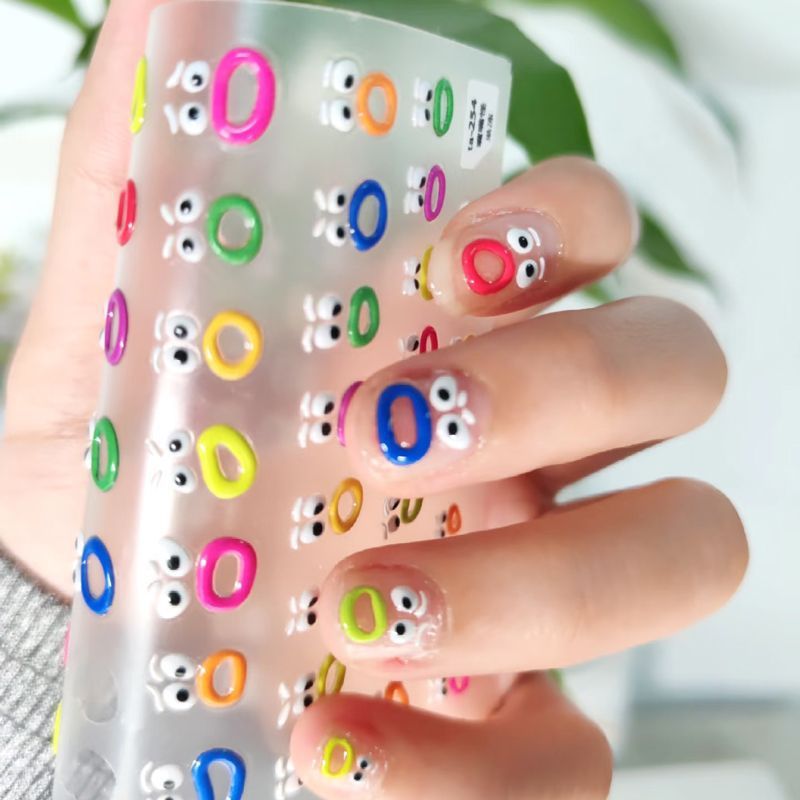 3D Embossed Stickers Cute Vira - Nail Art Viral ulasan dan harga