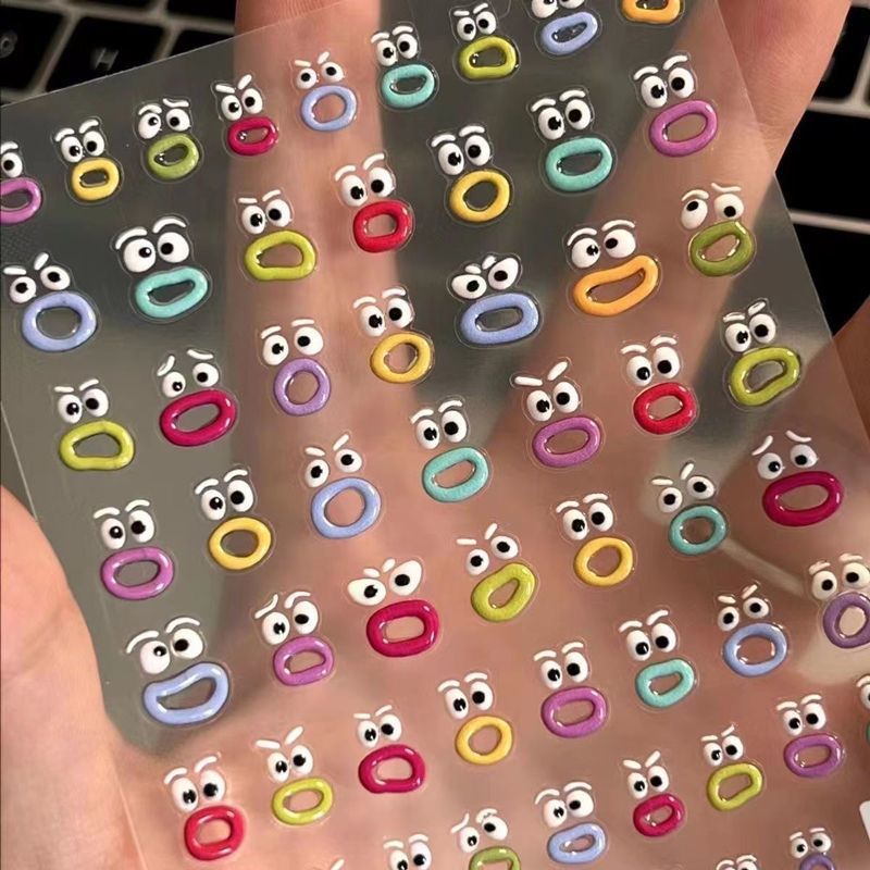 3D Embossed Stickers Cute Vira - Nail Art Viral ulasan dan harga