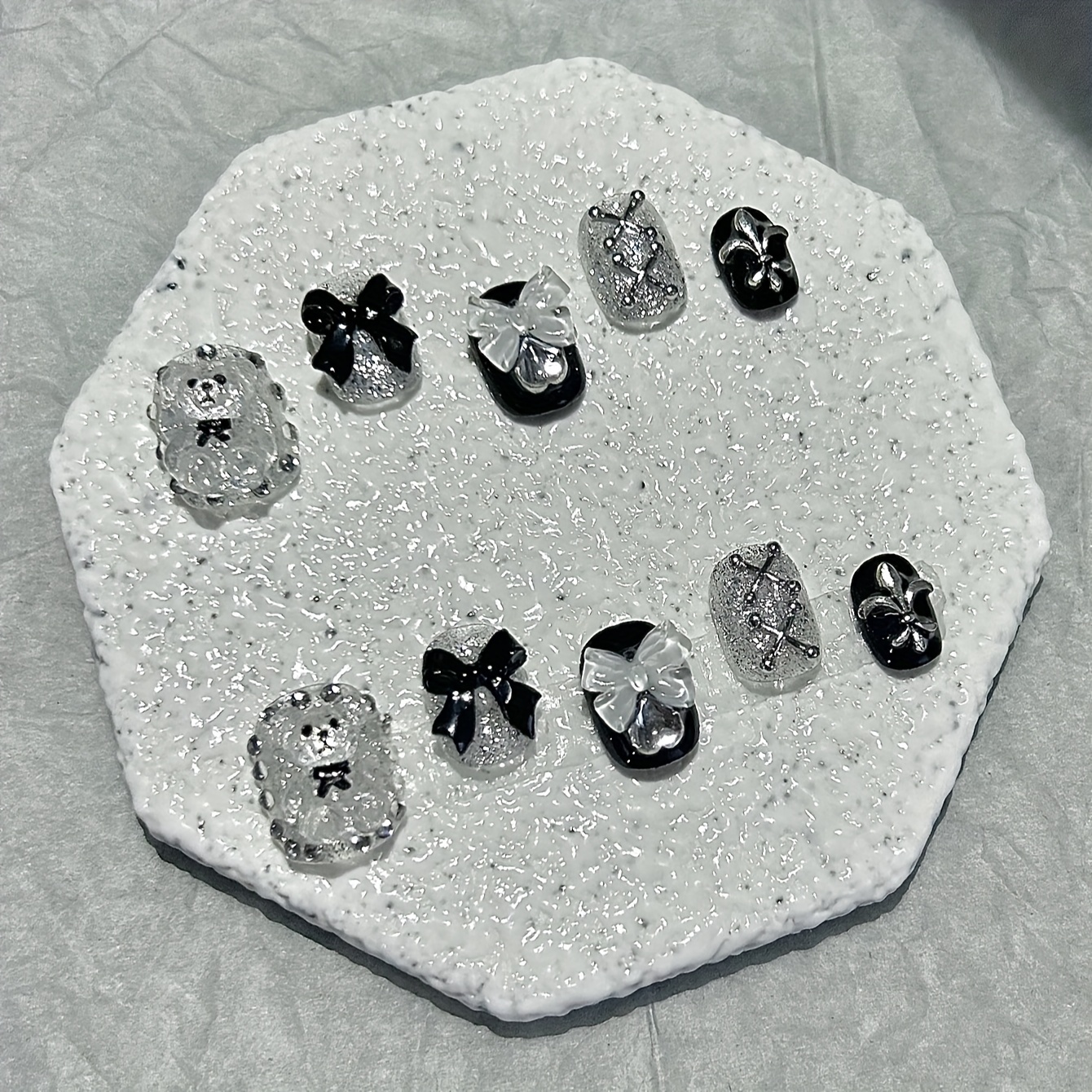 10 PCS Sheer Lace Bear Nail Ar - Nail Art Inspo ulasan dan harga