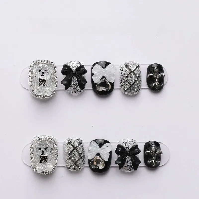 10 PCS Sheer Lace Bear Nail Ar - Nail Art Inspo ulasan dan harga