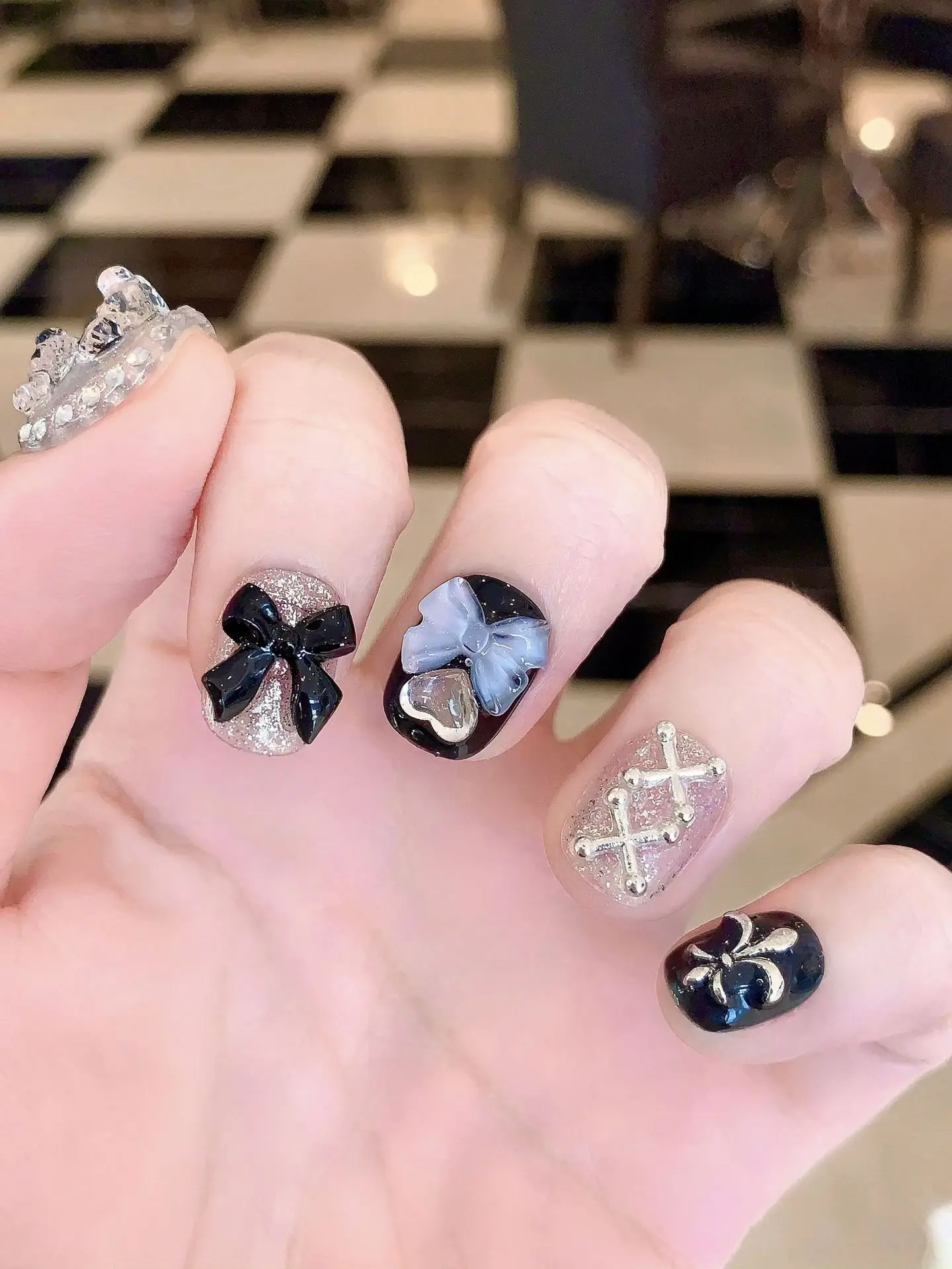 10 PCS Sheer Lace Bear Nail Ar - Nail Art Inspo ulasan dan harga