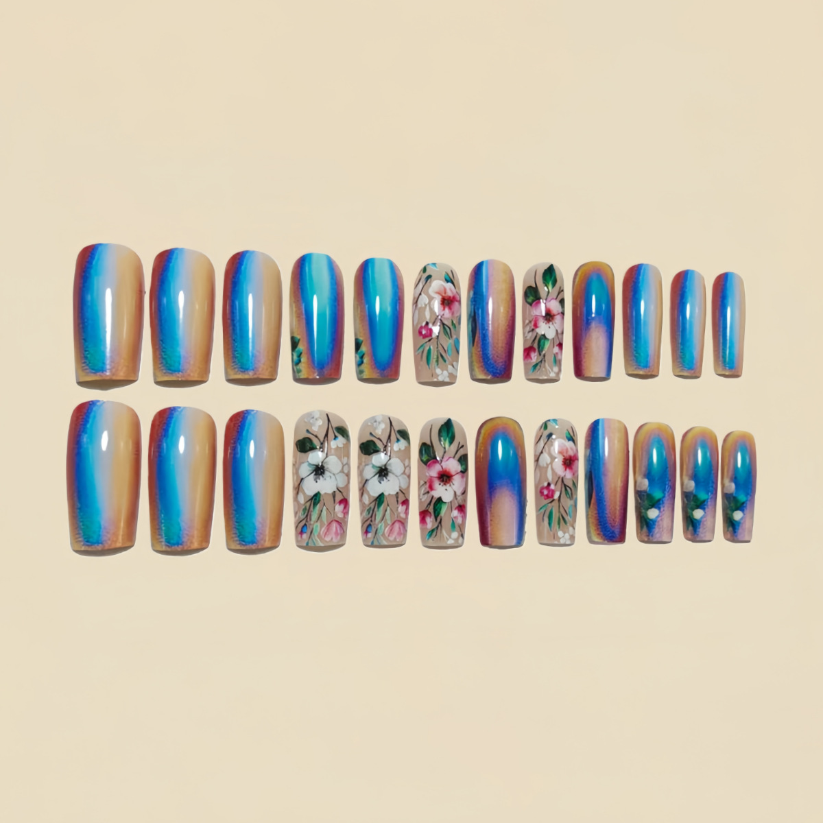 Medium long fake nails for wom - Nail Art Aesthetic ulasan dan harga