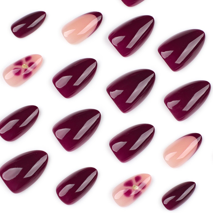 Burgundy simple petals flower  - Nail Art Burgundy ulasan dan harga