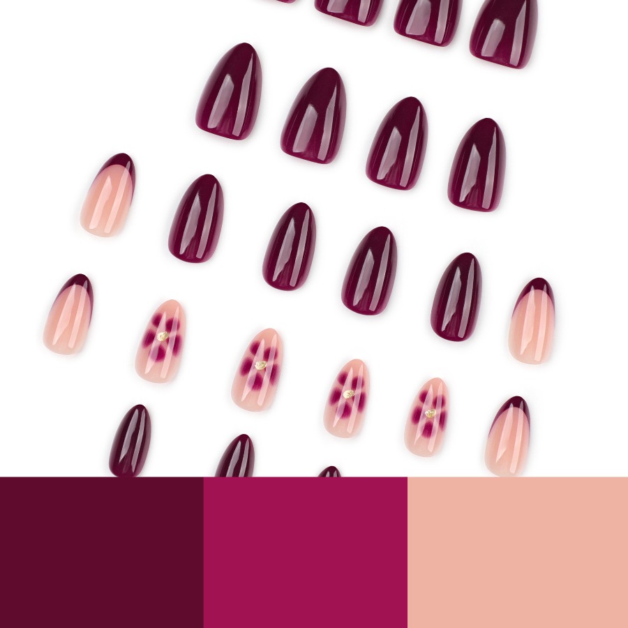 Burgundy simple petals flower  - Nail Art Burgundy ulasan dan harga