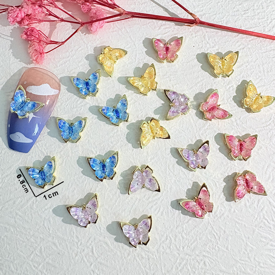10Pcs/Pack Iridescent Butterfl - Nail Art Viral ulasan dan harga