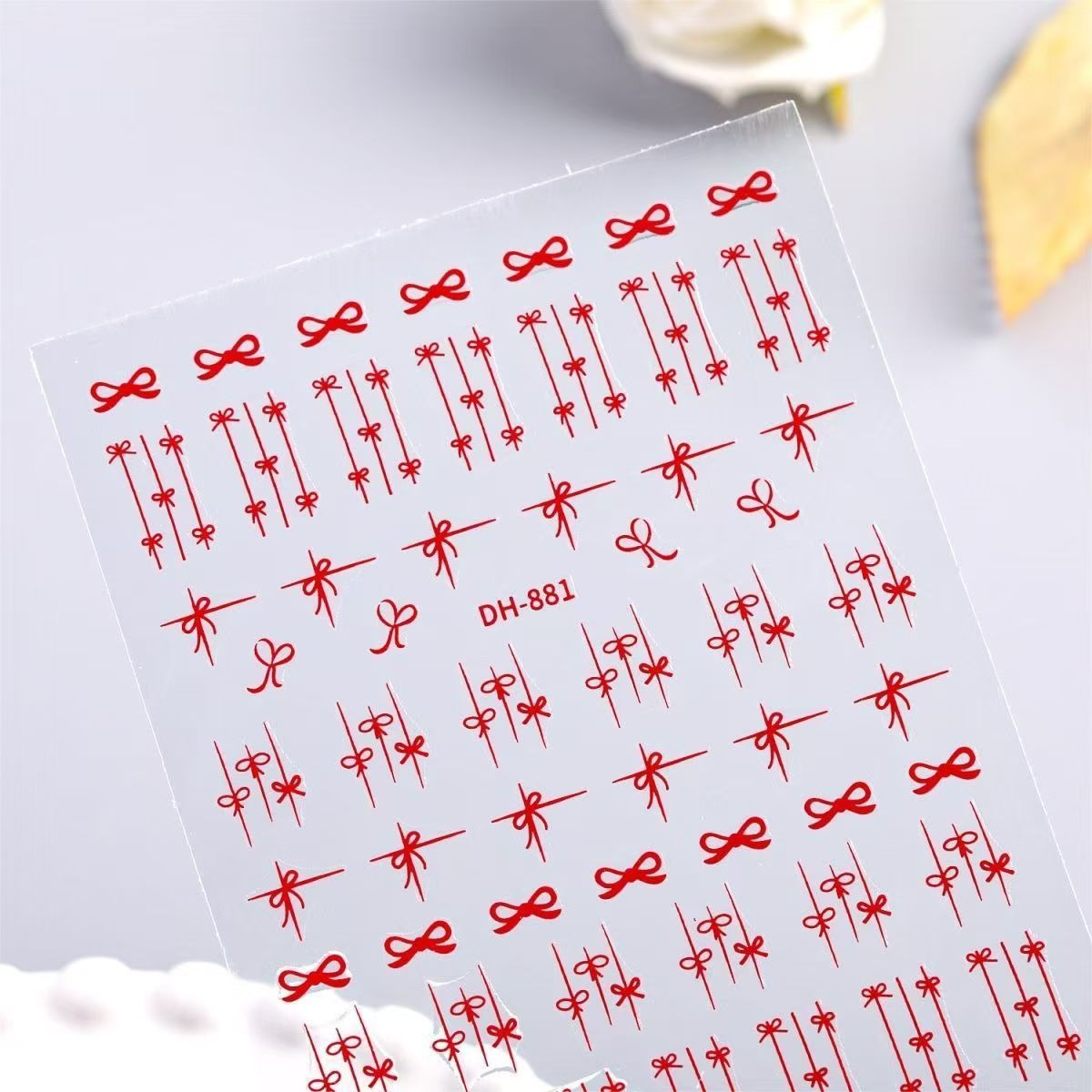 Viral Bow Nail Stickers, Red & - Nail Art Viral ulasan dan harga