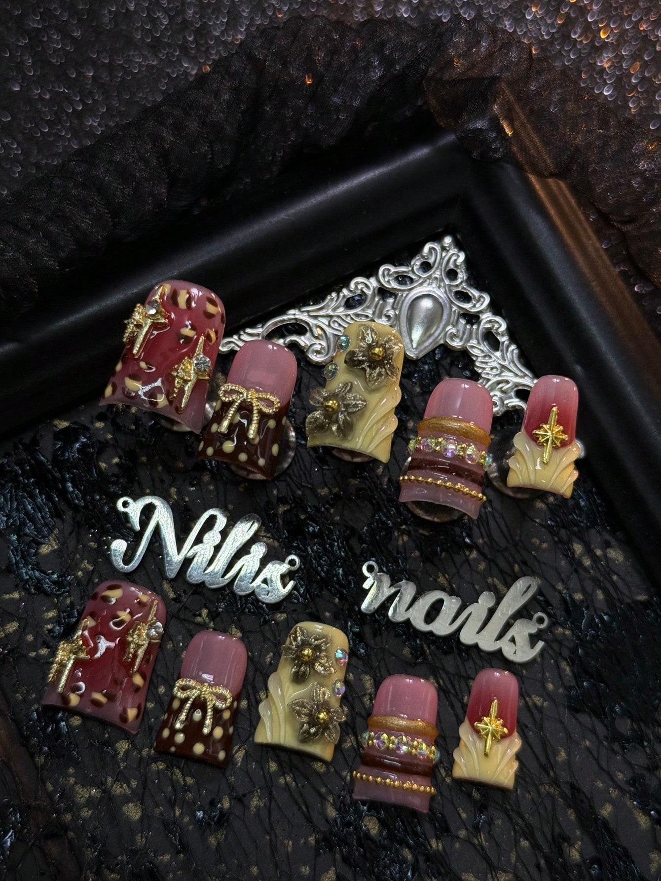 10pcs Handmade Full Coverage S - Nail Art Burgundy ulasan dan harga