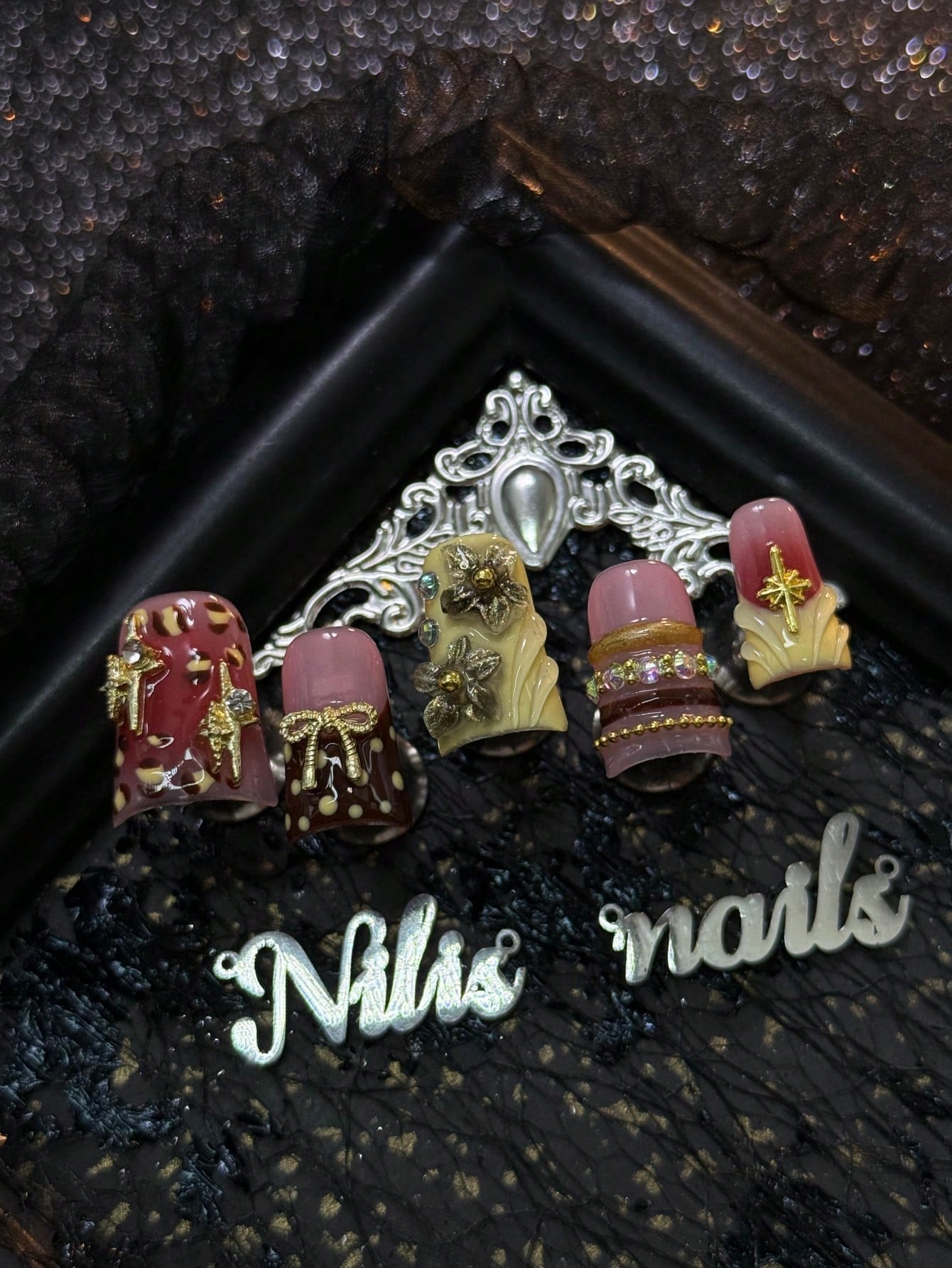 10pcs Handmade Full Coverage S - Nail Art Burgundy ulasan dan harga
