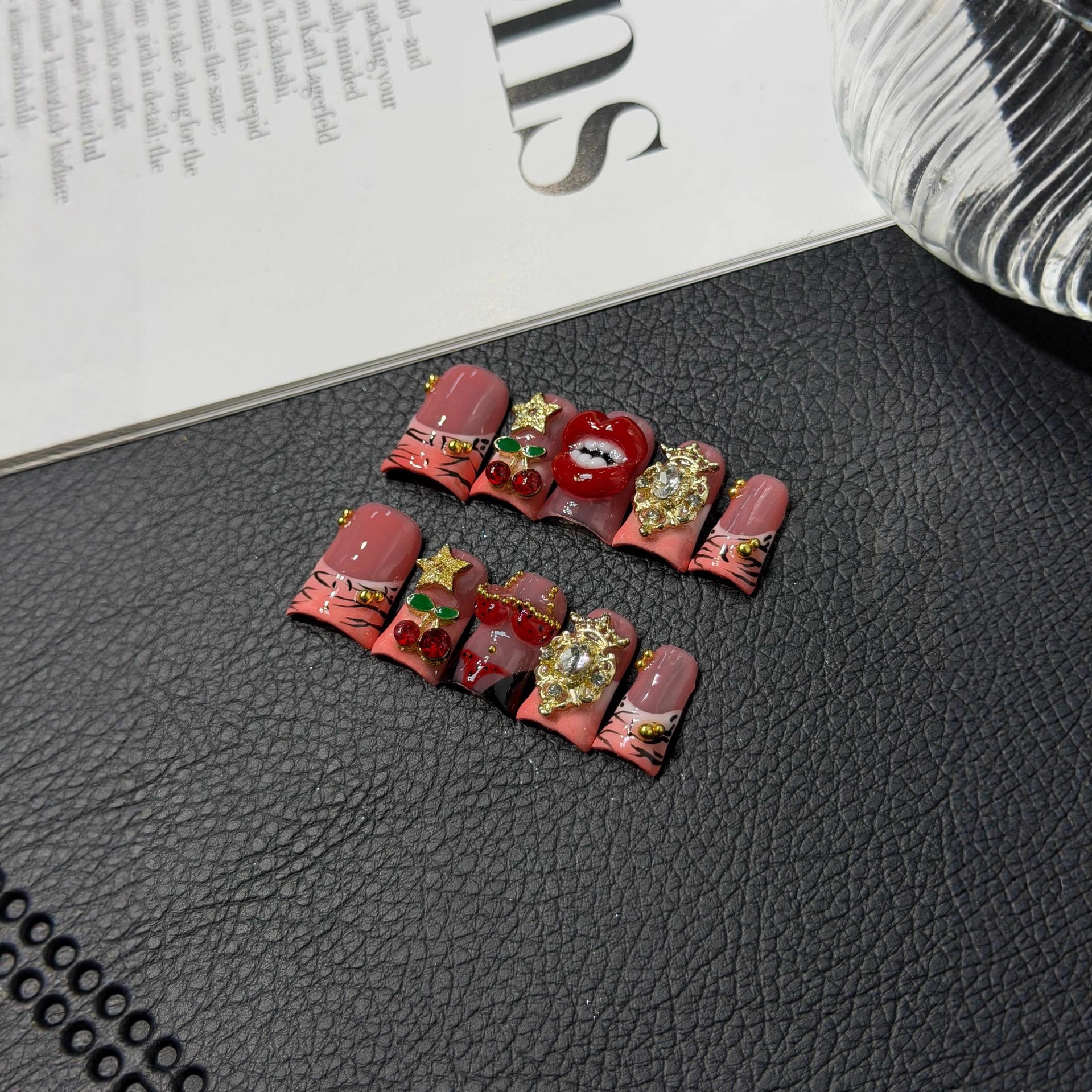 10Pcs Orange Pink Gradient Sho - Nail Art Orange ulasan dan harga
