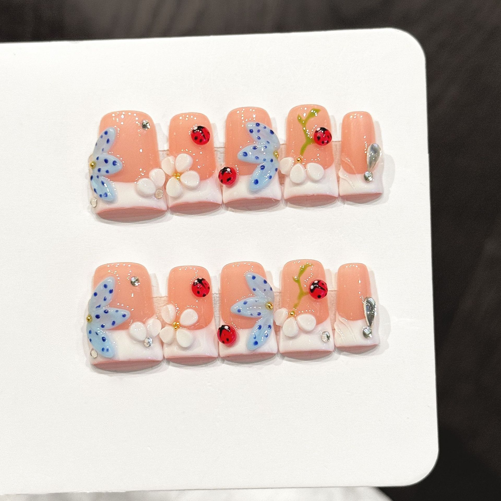 10Pcs Orange Pink Gradient Sho - Nail Art Orange ulasan dan harga