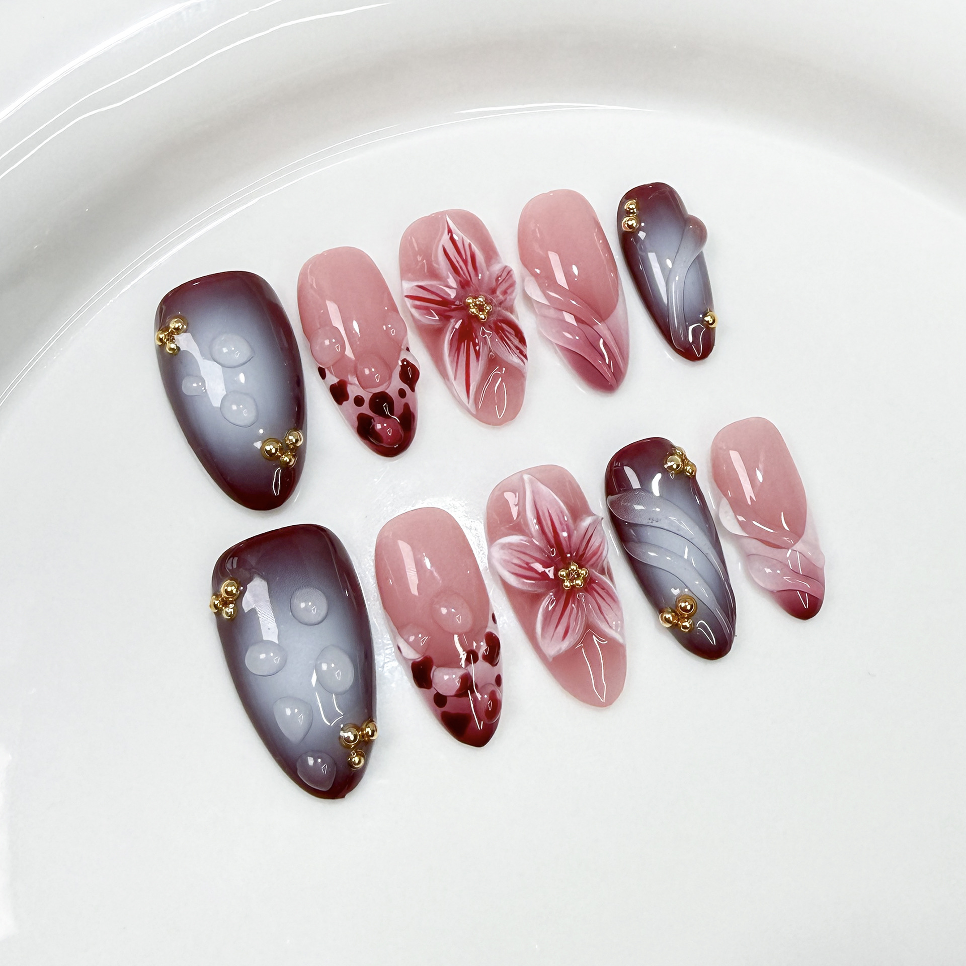 10Pcs Handmade Elegant French  - Nail Art Aesthetic ulasan dan harga