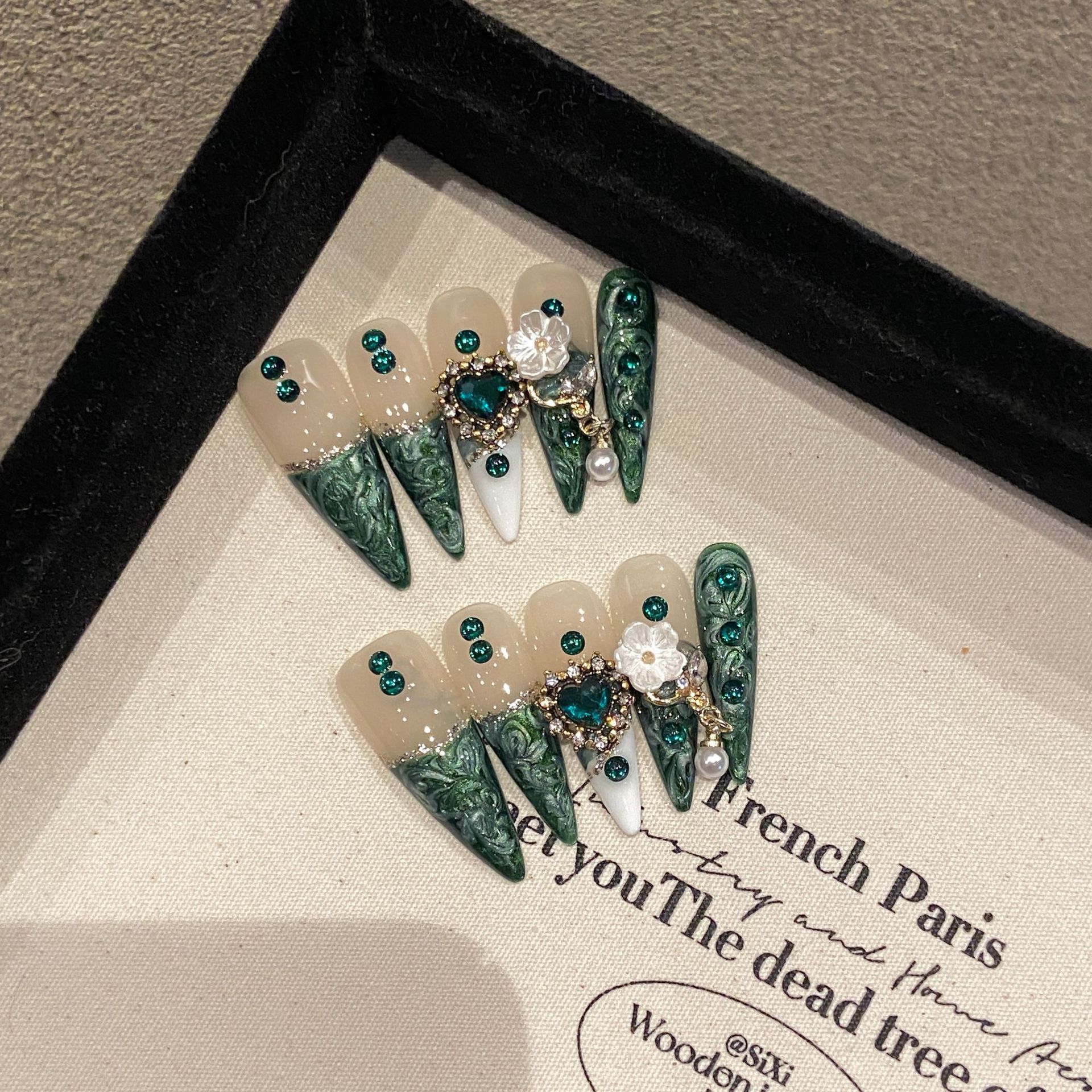 10Pcs Handmade Elegant French  - Nail Art Aesthetic ulasan dan harga