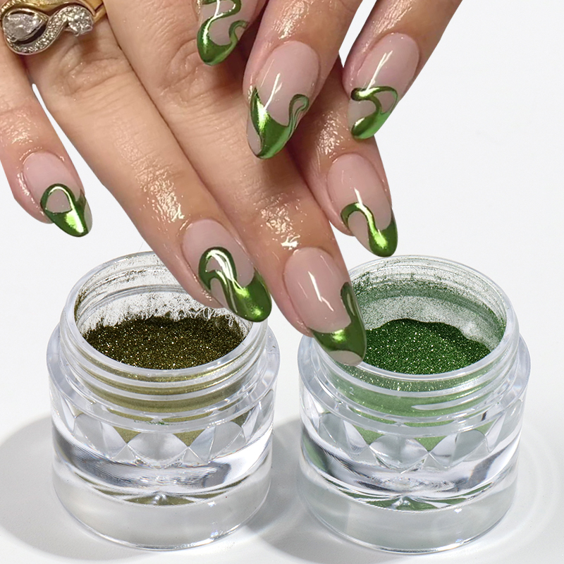 2 Box Metallic Green Chrome Na - Nail Glitter Chrome ulasan dan harga