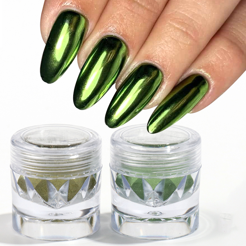 2 Box Metallic Green Chrome Na - Nail Glitter Chrome ulasan dan harga