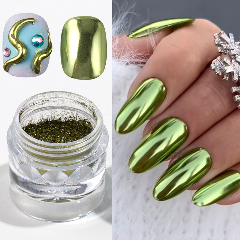 2 Box Metallic Green Chrome Na - Nail Glitter Chrome ulasan dan harga