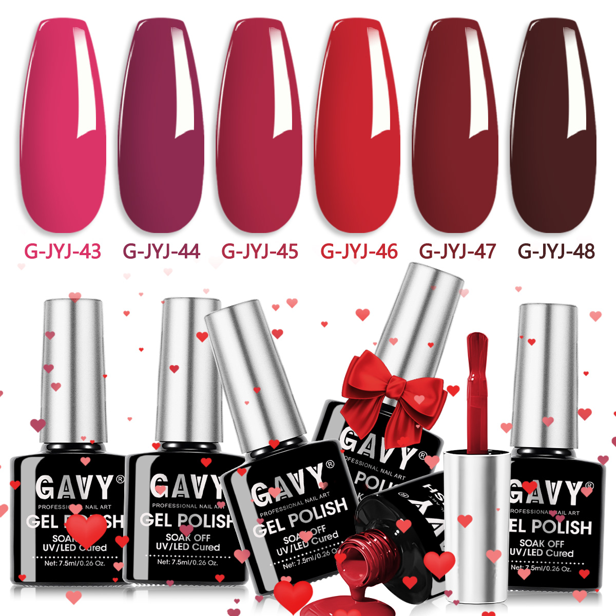 6PCS/Set Classic Red Tones Gel - Nail Art Burgundy ulasan dan harga