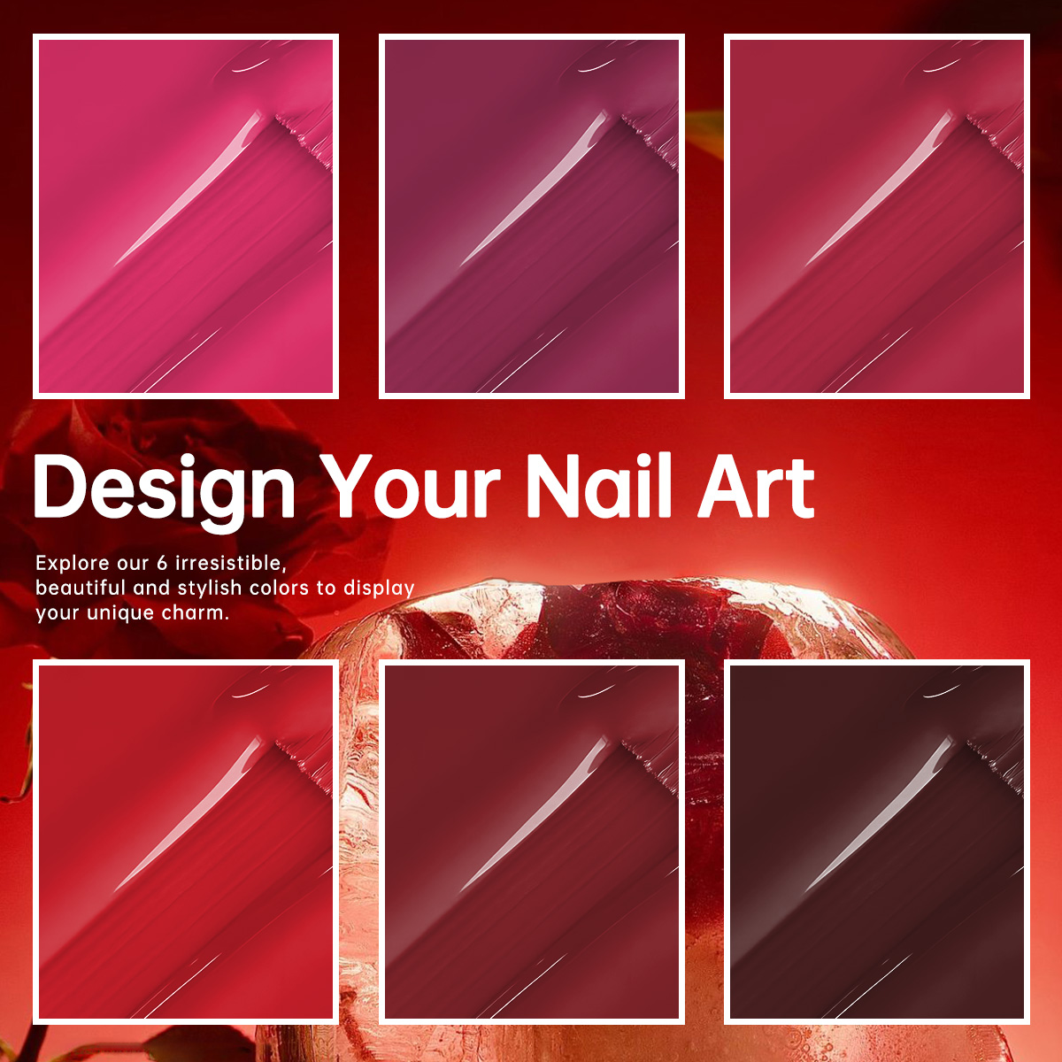 6PCS/Set Classic Red Tones Gel - Nail Art Burgundy ulasan dan harga