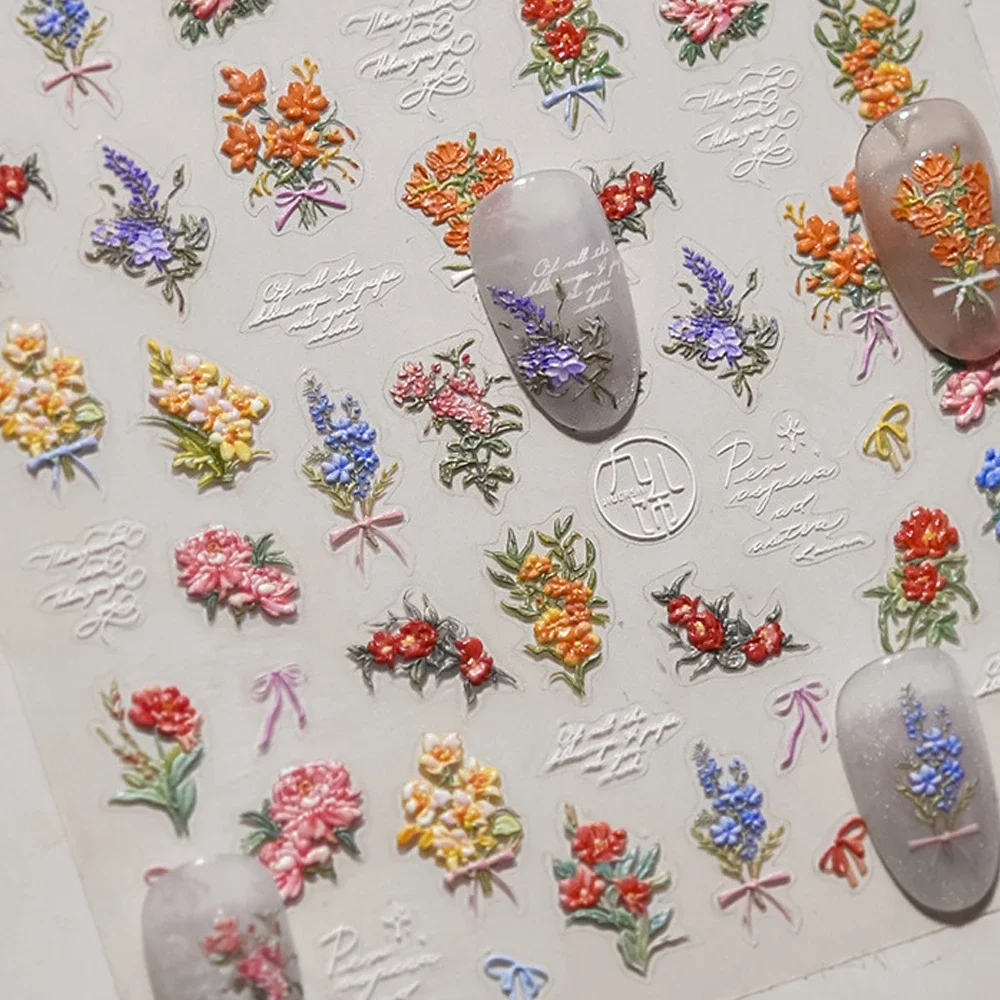 Purple Flowers Birds Butterfly - Nail Art Lilac ulasan dan harga