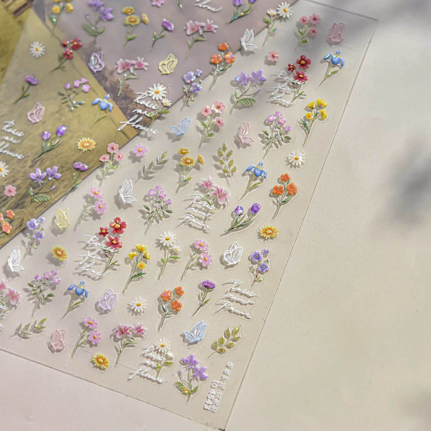 Purple Flowers Birds Butterfly - Nail Art Lilac ulasan dan harga