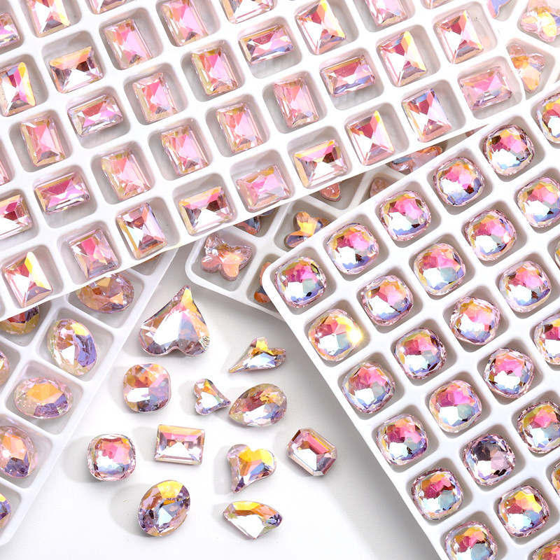 10Pcs AB Pink Heart & Chunky S - Nail Art Viral ulasan dan harga