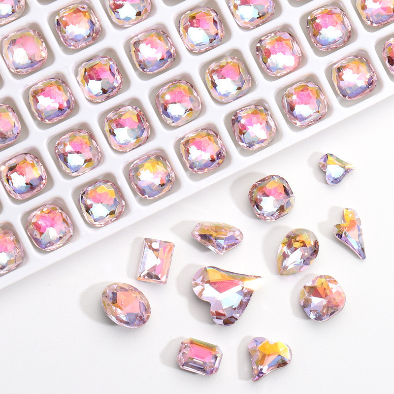 10Pcs AB Pink Heart & Chunky S - Nail Art Viral ulasan dan harga