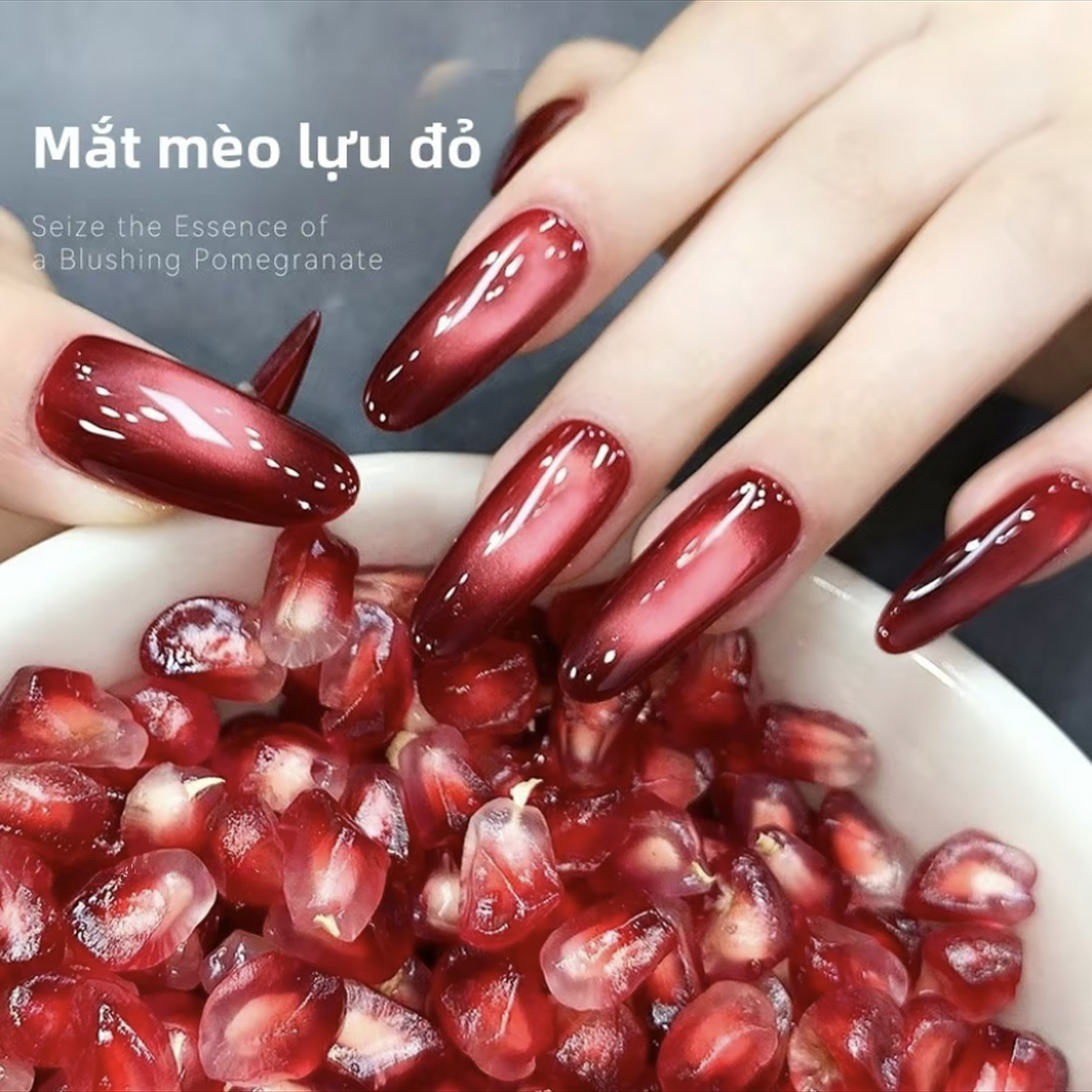 MIANEL  Red Pomegranate Cat Ey - Nail Art Viral ulasan dan harga