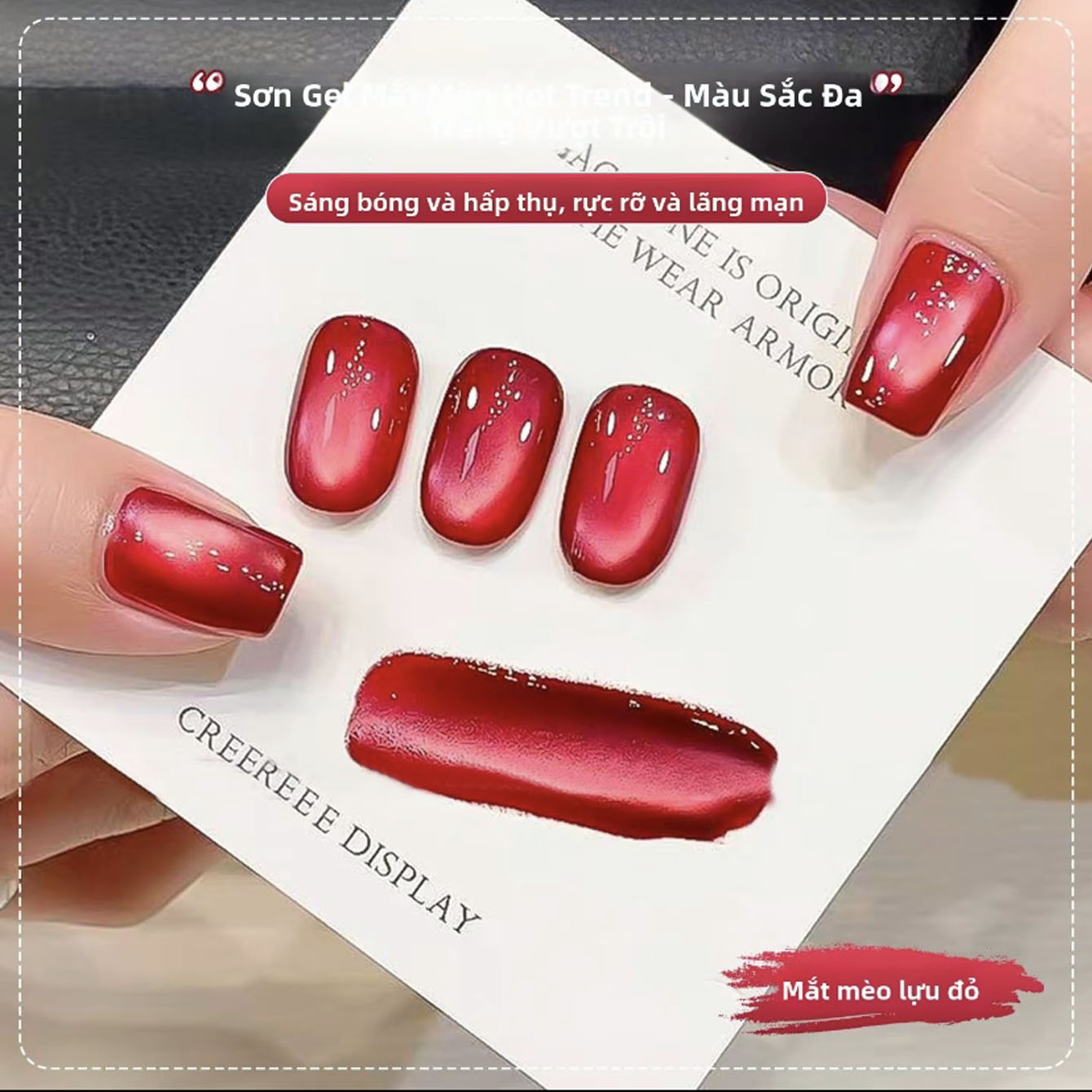 MIANEL  Red Pomegranate Cat Ey - Nail Art Viral ulasan dan harga