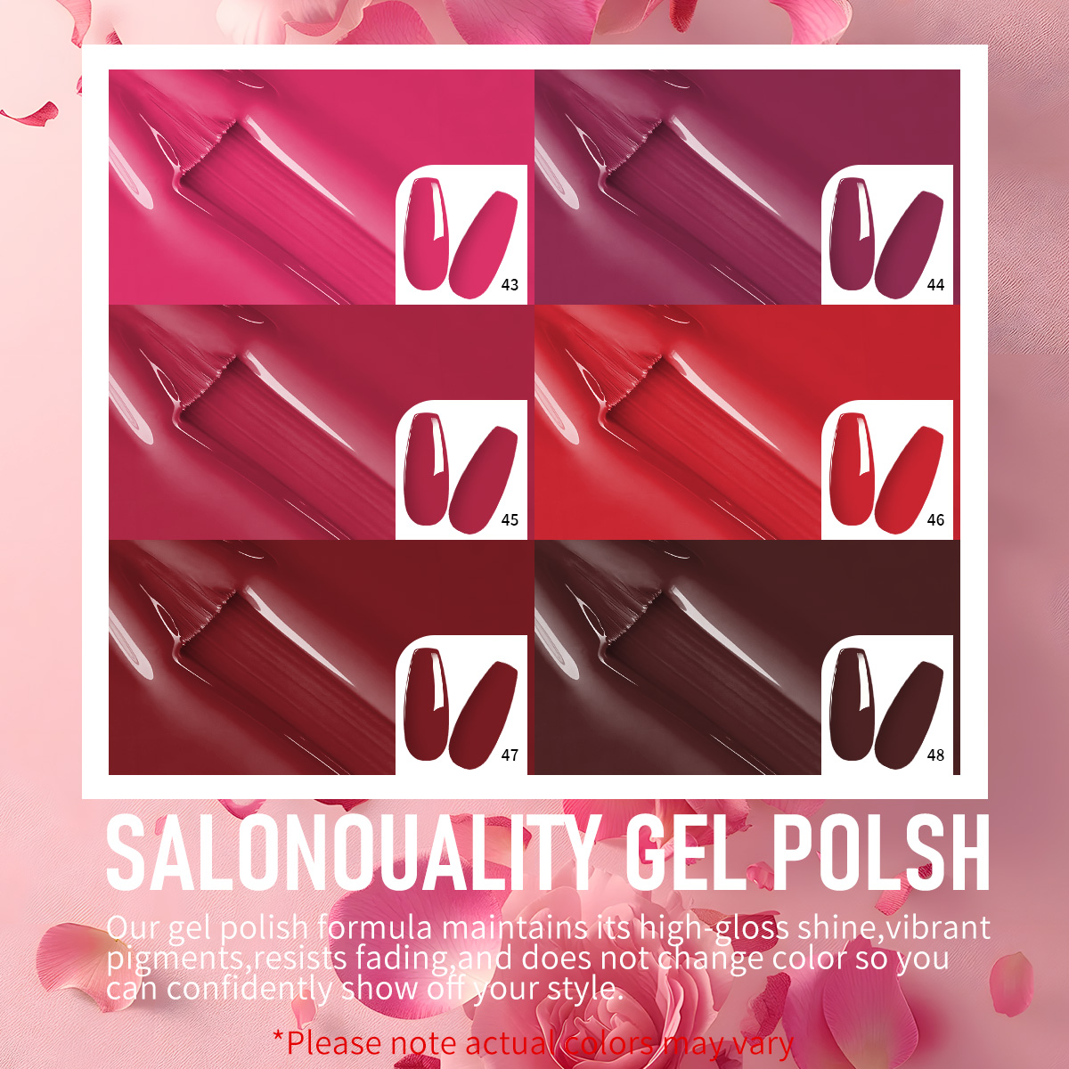 GAVY 6PCS Red Tone Gel Nail Po - Nail Art Burgundy ulasan dan harga