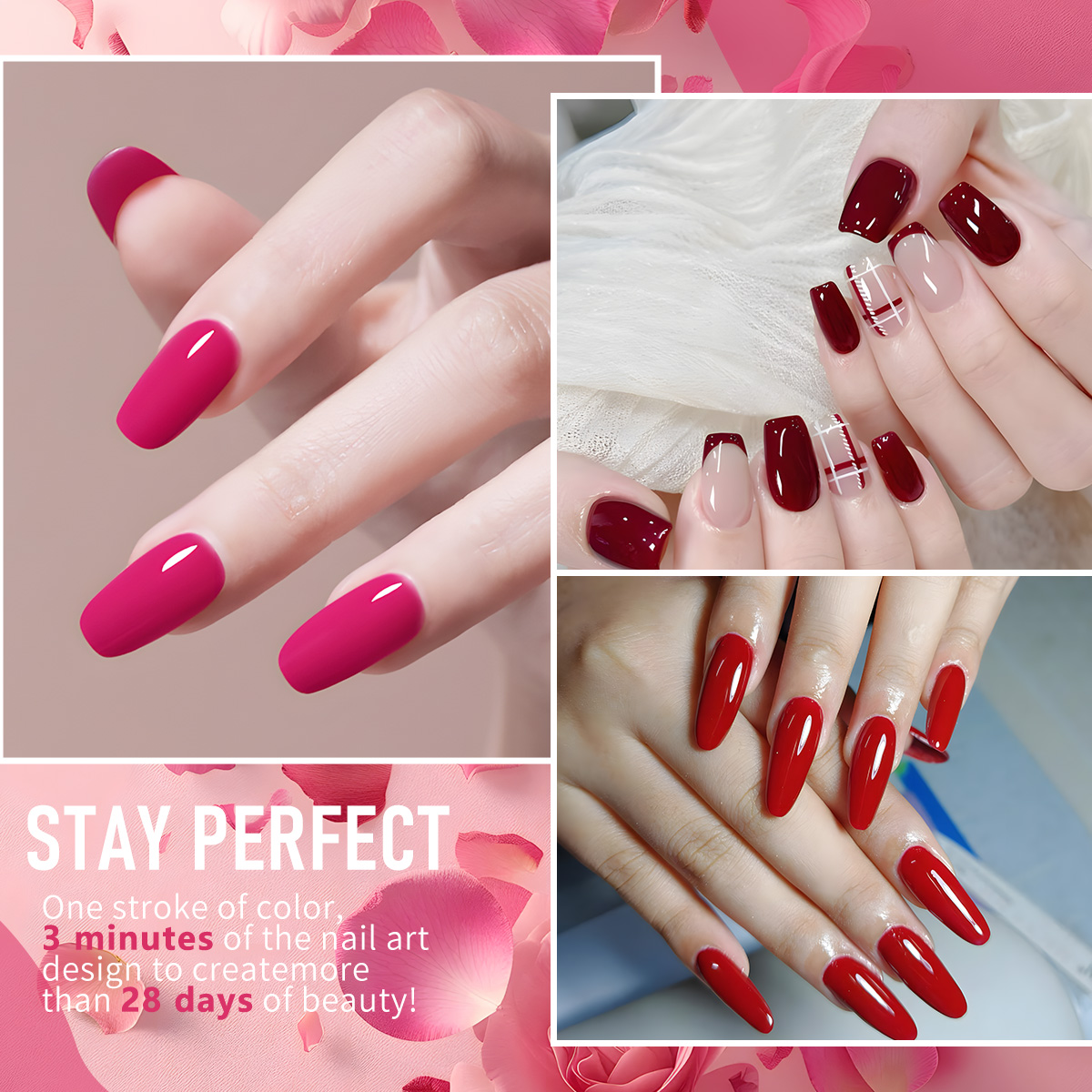 GAVY 6PCS Red Tone Gel Nail Po - Nail Art Burgundy ulasan dan harga