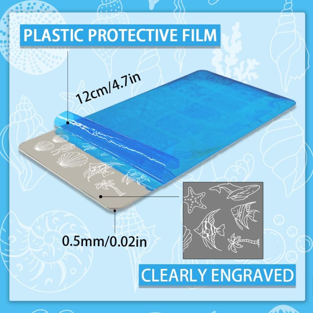 5pcs Ocean Theme Nail Stamping - Nail Art Inspo ulasan dan harga