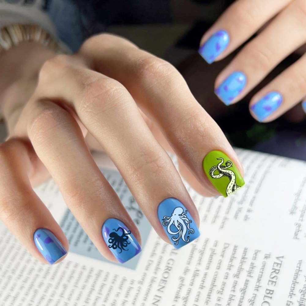 5pcs Ocean Theme Nail Stamping - Nail Art Inspo ulasan dan harga